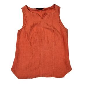 Q’neel Textured Sleeveless Blouse Orange Women's 4 EU 34 Lagenlook Rustic Barn